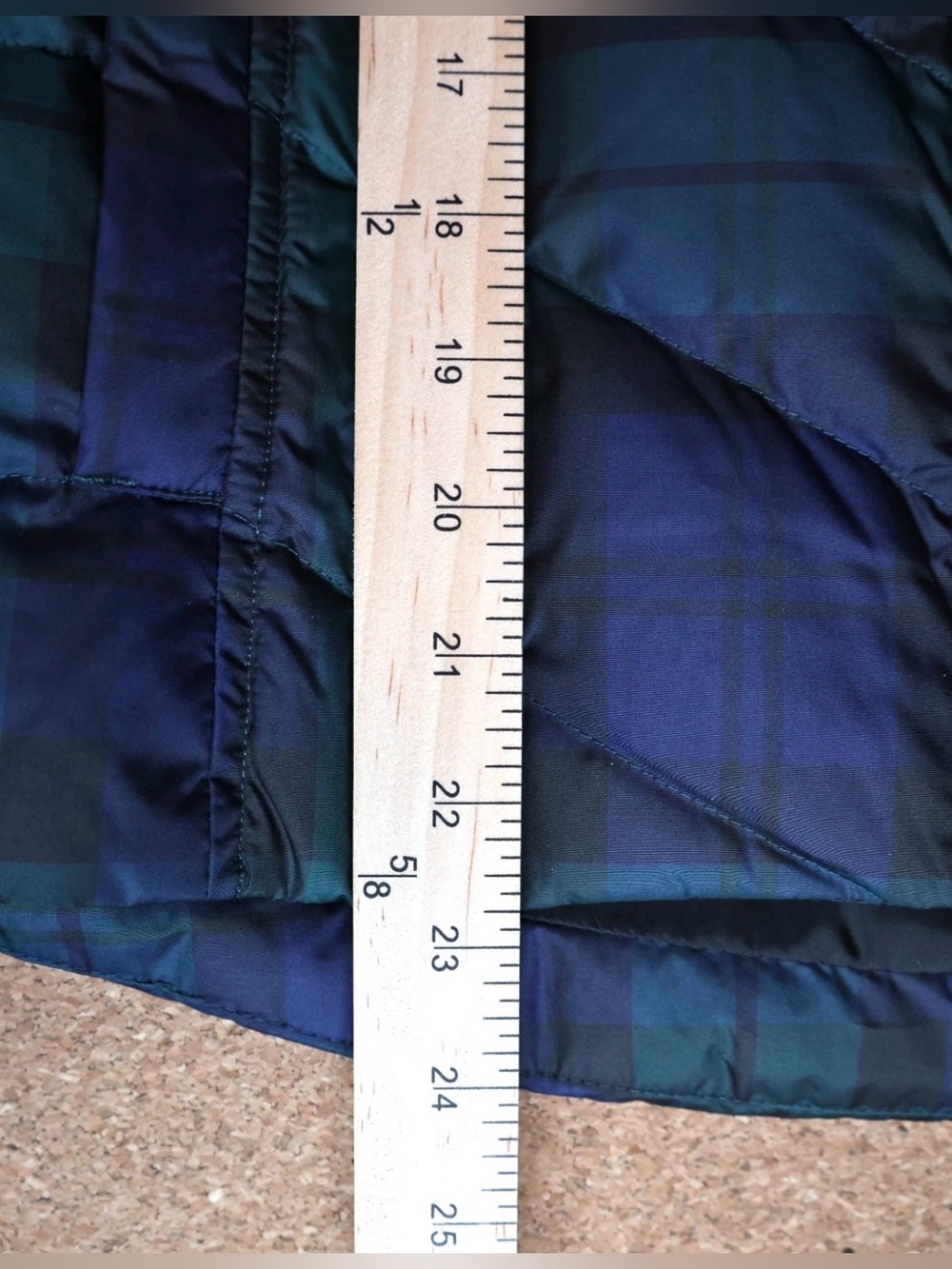 Lands' End Black Watch Plaid Puffer Vest Chevron Quilted Preppy Womens XS 2-4 - Picture 11 of 13
